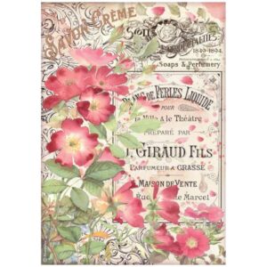 Carta di riso A4 Rose parfum Savon crème Stamperia