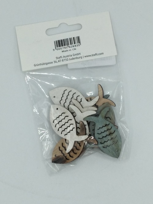 Pesci in legno colori naturali 4,5cm 12pz - immagine 2