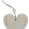 Cuore in legno da appendere 10cm naturale/bianco