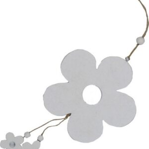 Fiore in legno da appendere 10cm bianco