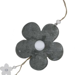 Fiore in legno da appendere 10cm grigio