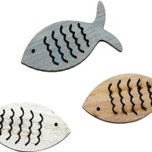 Pesci in legno colori naturali 4,5cm 12pz