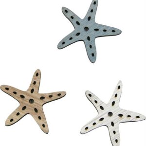 Stelle marine in legno colori naturali 4,5cm 12pz