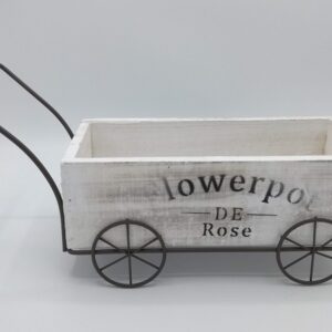 Portafiori carretto in ferro e legno bianco