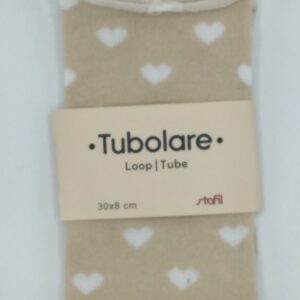Tubolare cuori beige e bianco