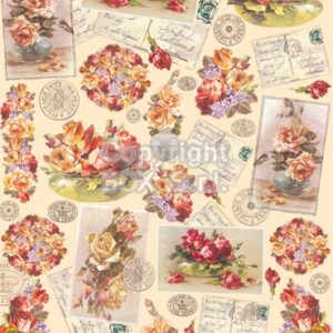 Carta decoupage Rose '800 gialle e rosse Stamperia