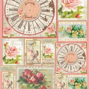 Carta decoupage Orologio rose Stamperia