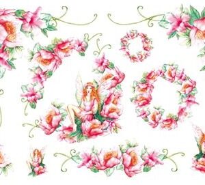 Carta di riso Fata con fiori rosa Stamperia