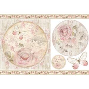 Carta di riso Shabby rose riquadri Stamperia
