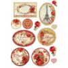 Carta di riso A4 Rose rosse riquadri Stamperia