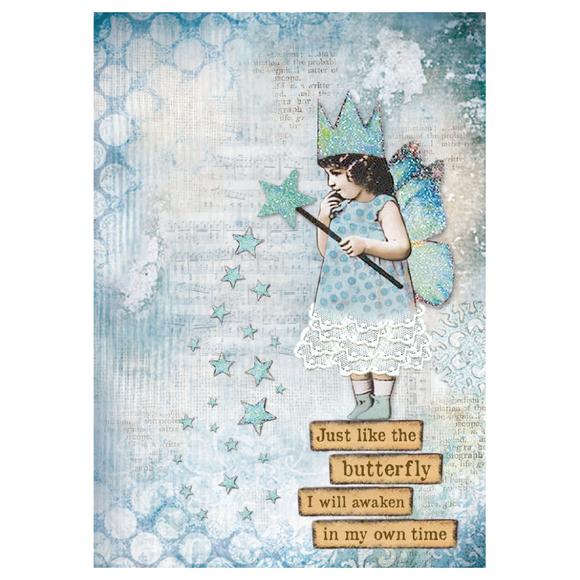 Carta di riso A4 Blue stars Stamperia