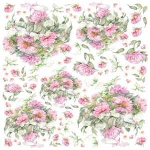 Tovagliolo in carta di riso Vasi di peonie Stamperia