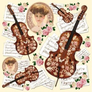Tovagliolo in carta di riso Dama e violini Stamperia