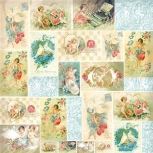 Tovagliolo in carta di riso Cartoline angeli Stamperia