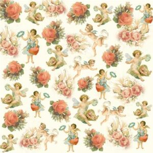 Tovagliolo in carta di riso Angeli e rose Stamperia