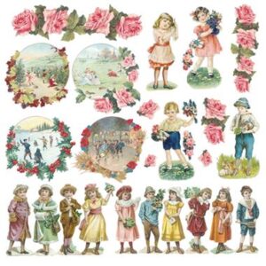 Tovagliolo in carta di riso Le 4 stagioni bimbi vintage Stamperia