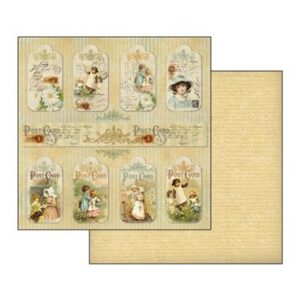 Carta scrap targhette vintage margherite Stamperia