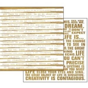 Carta scrap scritte fondo miele Stamperia