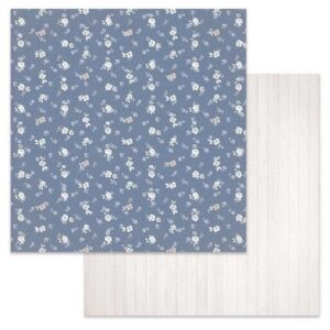 Carta scrap fiori sfondo blu Stamperia