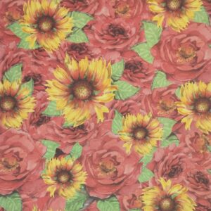 Foglio scrap singolo fodno rose e girasoli