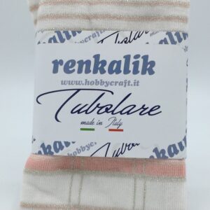 Tubolare tartan lurex rosa latte e oro