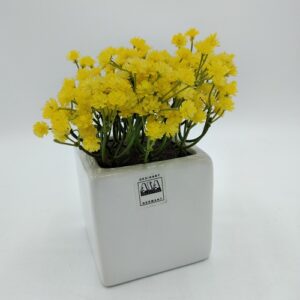 DEKO mini fiorellini gialli in vasetto bianco lucido ASA Selection