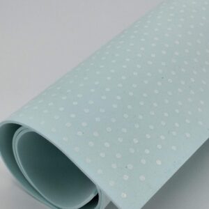 Moosgummi verde acqua pois bianchi 2mm Stafil