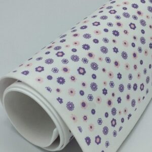 Moosgummi bianco con fiorellini viola e arancio 2mm Stafil
