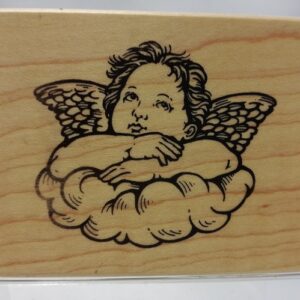 Timbro in legno Angelo su nuvola