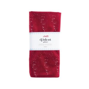 Tessuto velluto rosso con glitter argento