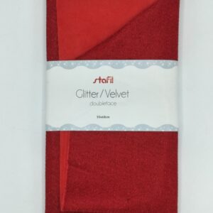 Tessuto double face velluto glitter rosso