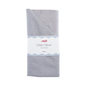 Tessuto double face velluto glitter argento