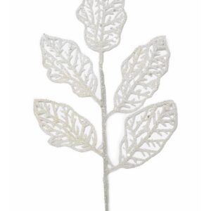 Foglie glitter bianco