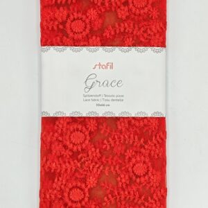 Tessuto pizzo Grace rosso 50x66cm Stafil