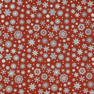 Pannolenci 30x40 fiocchi di neve rosso e bianco