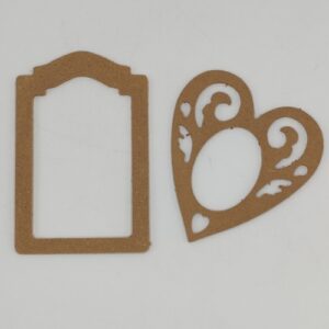 Confezione 2 sagome mdf cuore e cornice