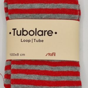 Tubolare righe rosso/grigio 100x8cm