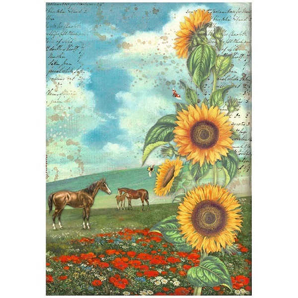 Carta di riso Sunflower Art e cavalli Stamperia