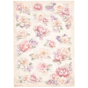 Carta di riso Romance Forever texture fiorata Stamperia