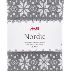 Tessuto maglina Knit Nordic grigio e bianco