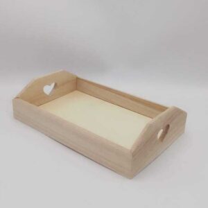 Vassoio balsa piccolo con manici cuore