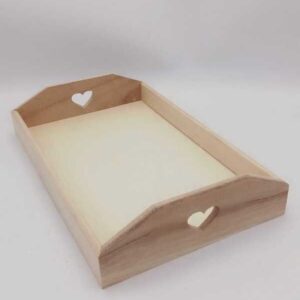 Vassoio balsa grande con manici cuore