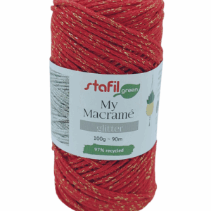 Filato macramè Glitter rosso 100gr 90mt