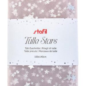 Tulle Stars rosa chiaro con stelline argento Stafil