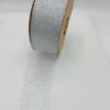 Rotolo 18mt nastro organza puntinato glitter argento H40mm