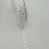 Rotolo 5mt nastro tessuto bianco stelle e impunture argento H25mm